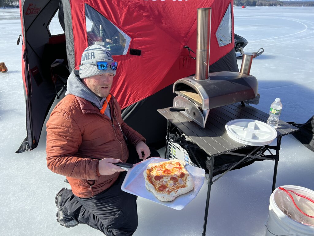 Fresh pizza on the ice